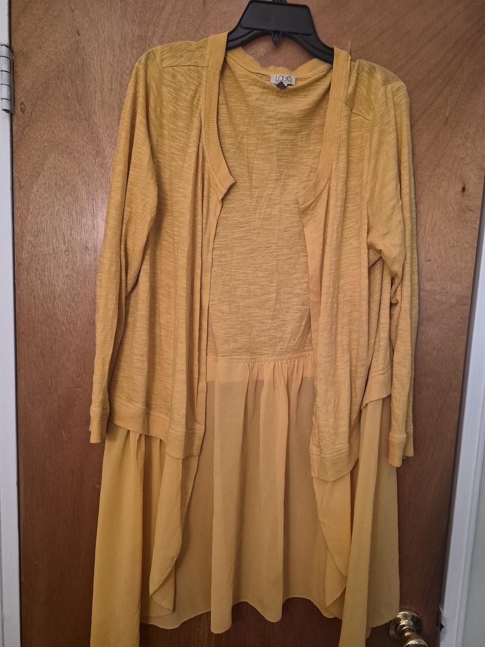 Mustard Yellow Layered Women's Duster 1X
